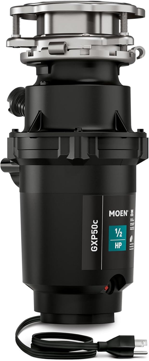 Moen Prep Series PRO Continuous Feed Compact Garbage Disposal for Kitchen Sink with Power Cord, GXP50C