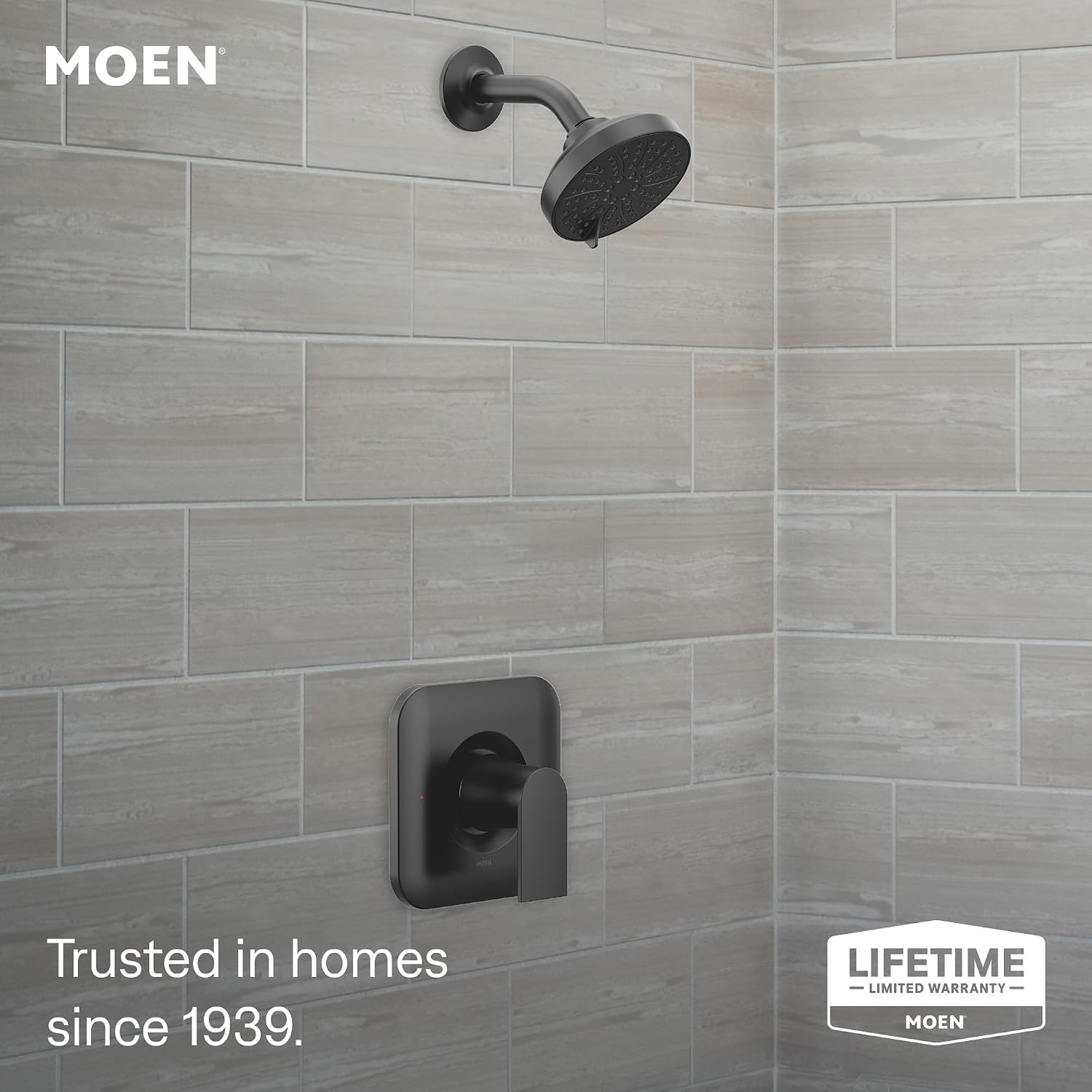 Moen Genta LX Shower Trim Kit, Valve Required, Matte Black, T2472EPBL