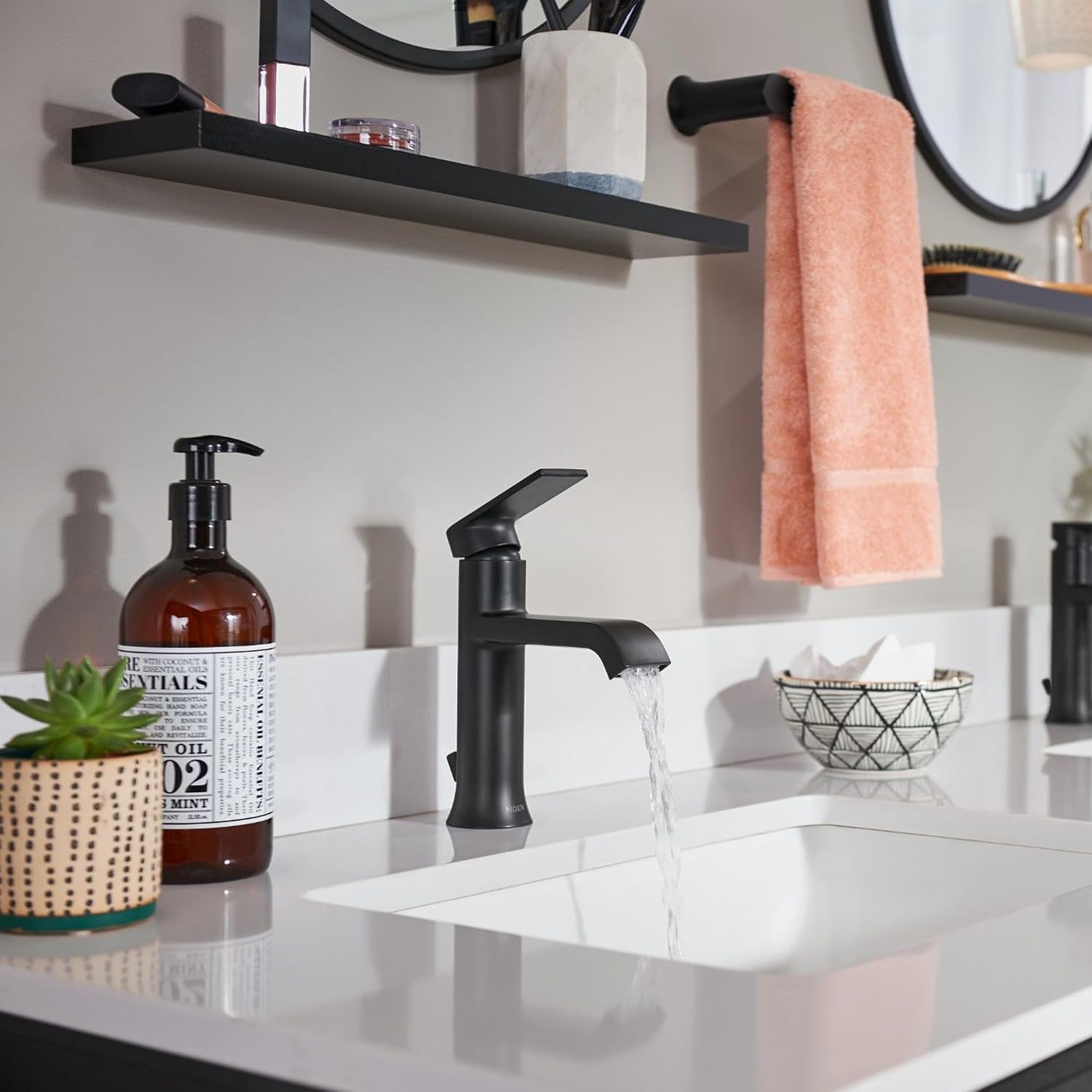 Moen Genta LX Shower Trim Kit, Valve Required, Matte Black, T2472EPBL