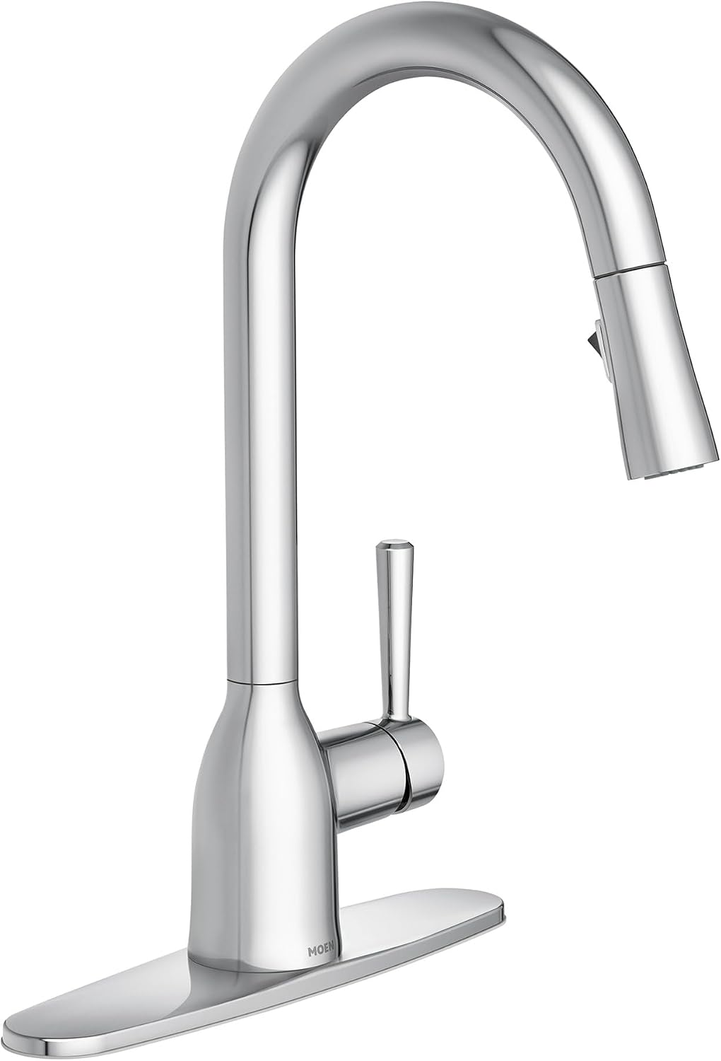 Moen Adler Chrome One-Handle High Arc Kitchen Sink Faucet with Power Clean, Modern Kitchen Faucet with Pull Down Sprayer, 87233