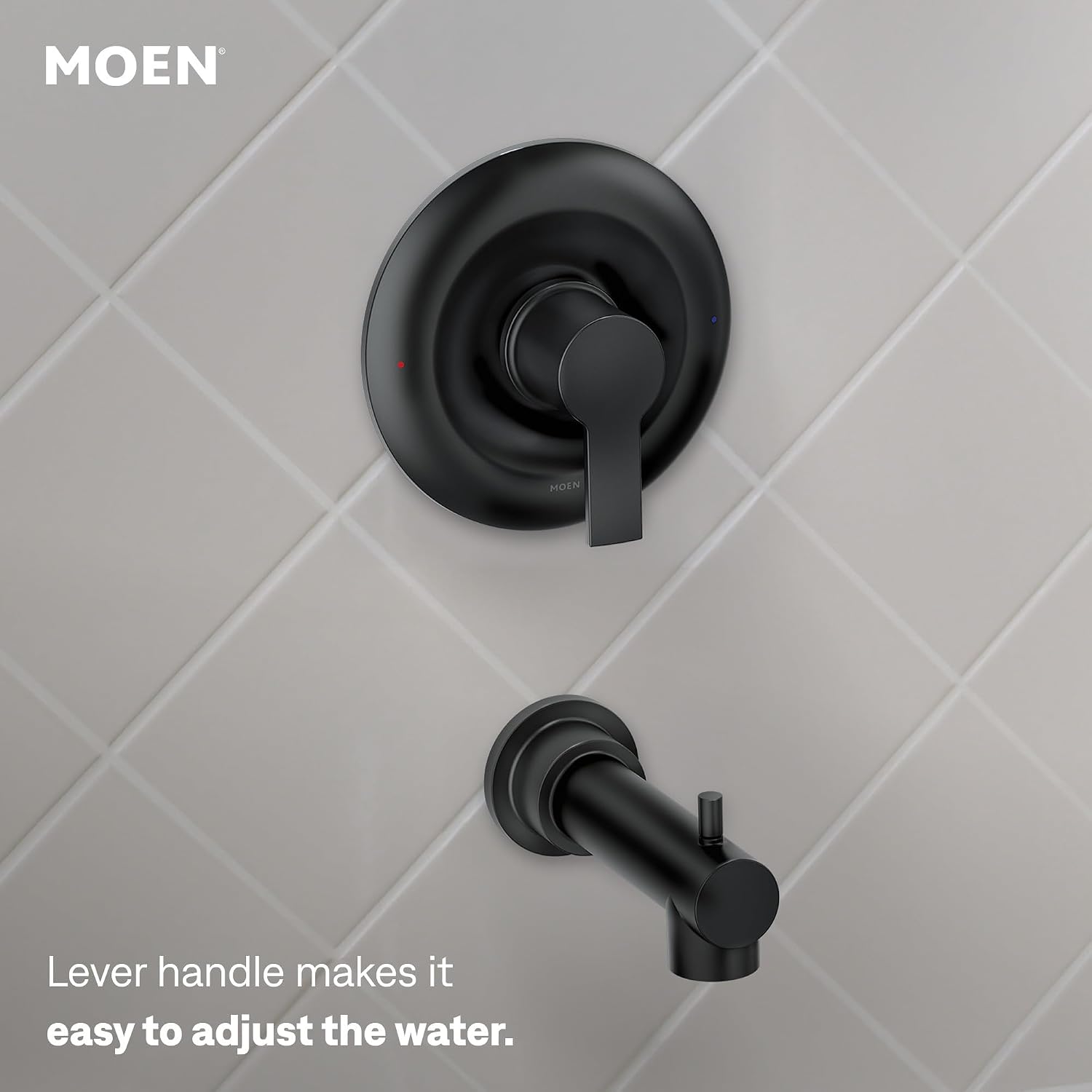 Moen Meena Tub & Shower Faucet, Matte Black, 82618BL