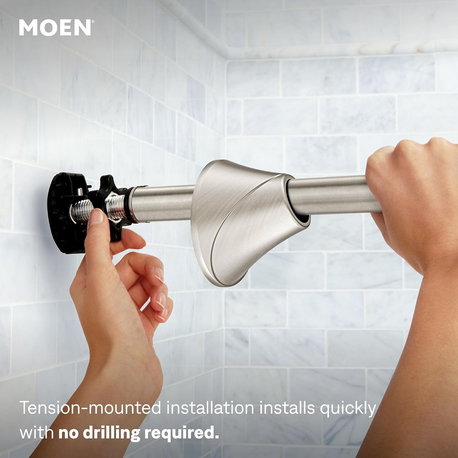 Moen CSR2172BN Curved Tension Shower Rod, Brushed Nickel