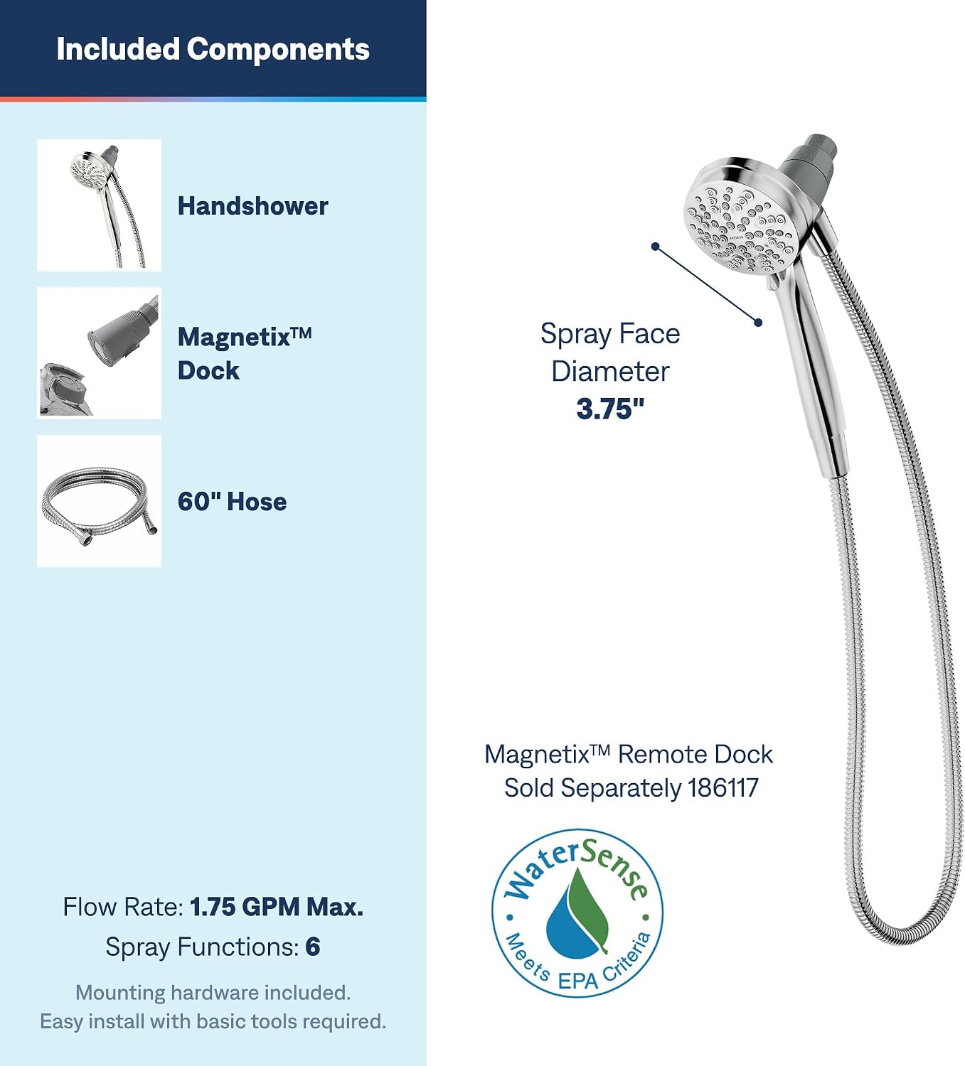 Moen Engage Magnetix Handheld Showerhead, Chrome, 26100EP