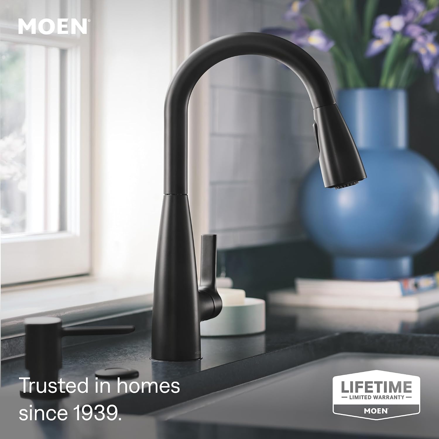 Moen Haelyn Pulldown Kitchen Faucet, Matte Black, 87627BL
