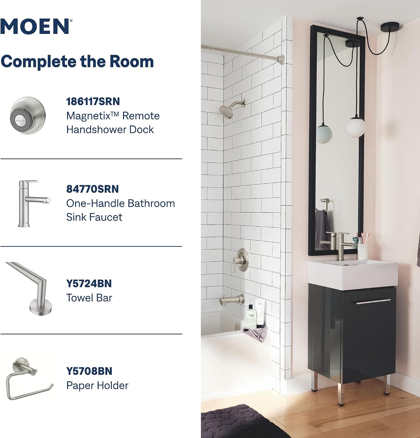 Moen Engage Magnetix Tub & Shower Trim Kit, Brushed Nickel, 82304SRN
