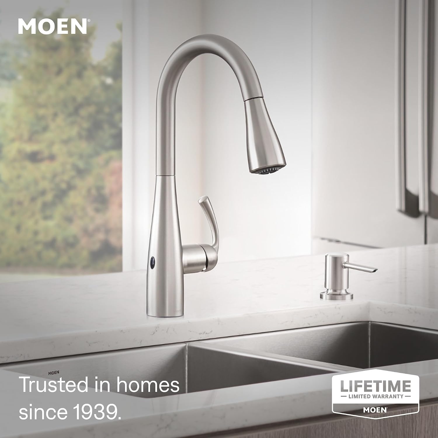 Moen 87014EWSRS Essie MotionSense Wave Touchless Kitchen Faucet Spot Resist Stainless