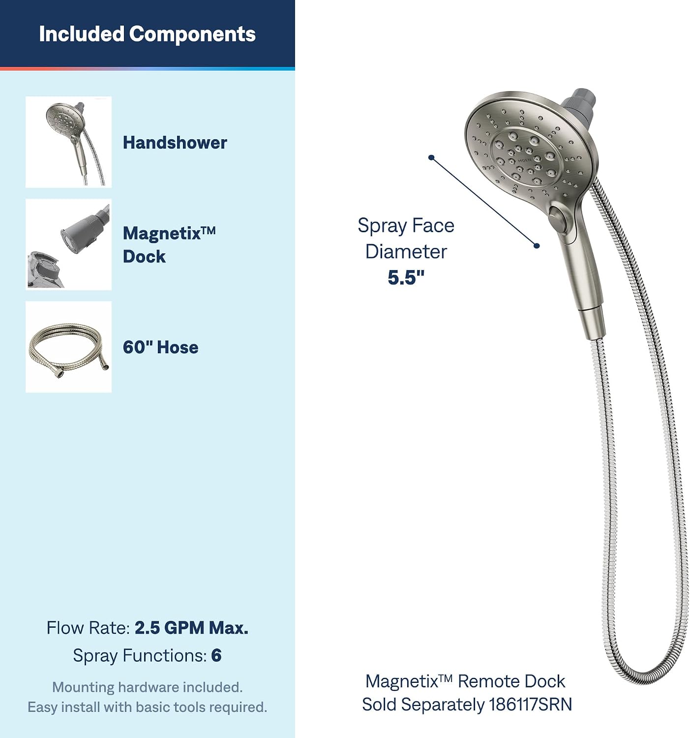 Moen 26112SRN Engage Handheld Showerhead, Spot Resist Brushed Nickel
