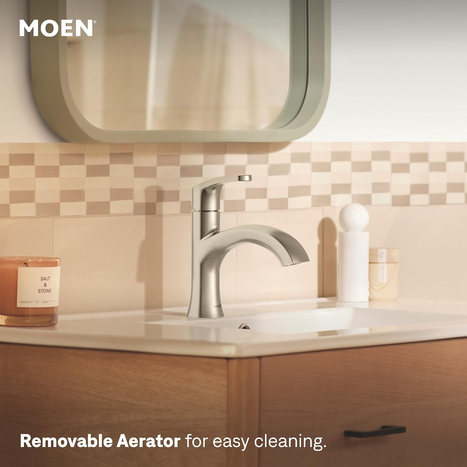 Moen Karis Single Hole Bathroom Faucet, Spot Resist Nickel, 84346SRN Brushed Nickel