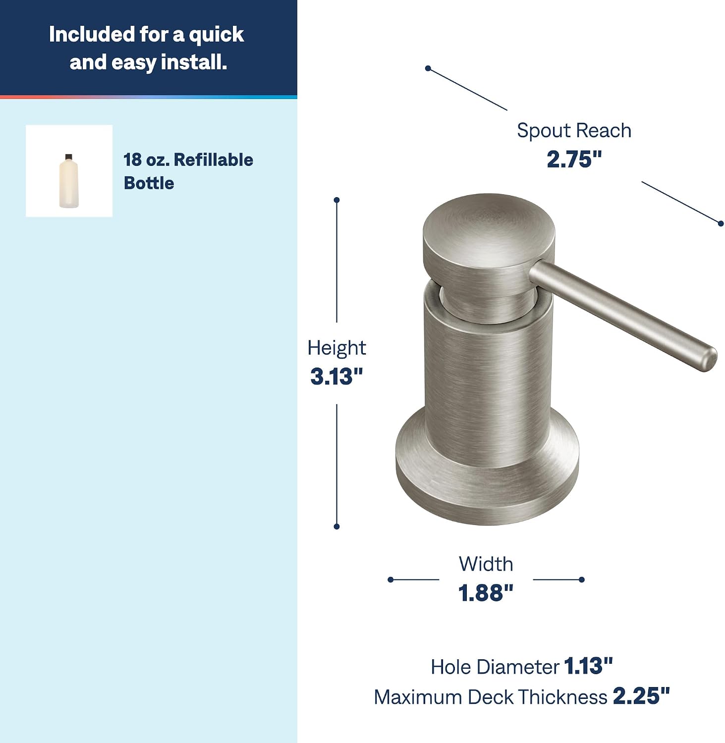 Moen 3942SRS Kitchen Soap Dispenser Spot Resist Stainless (1 Count)