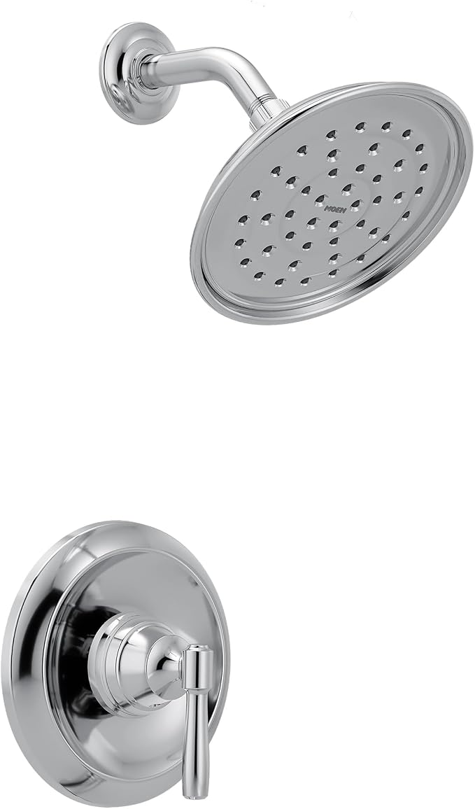 Moen Halle Chrome Single-Handle Tub and Shower Faucet with Valve, 6-Inch Rainshower Showerhead, 82971C