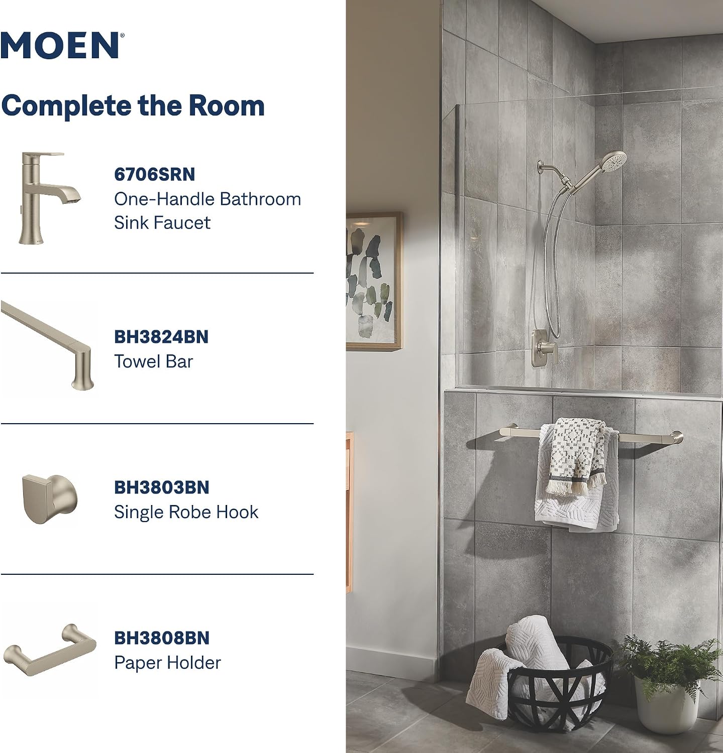 Moen Genta LX Shower Trim Kit, Valve Required, Brushed Nickel, T2472EPBN