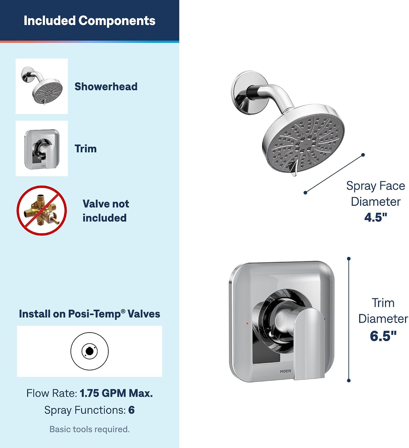 Moen T2472EP Genta LX Chrome Posi-Temp Shower Trim Kit