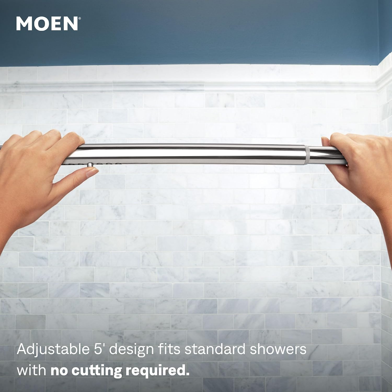 Moen CSR2172CH Curved Tension Shower Curtain Rod, Chrome Finish