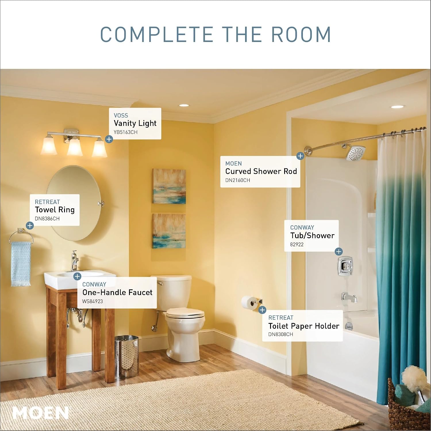 Moen Conway Tub & Shower Trim Kit, Matte Black, 82922BL
