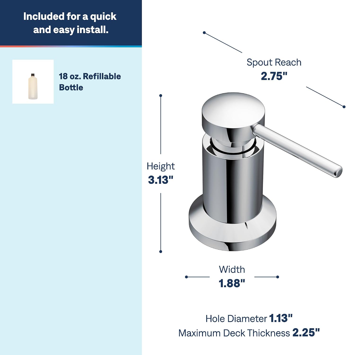 Moen 3942 Kitchen Soap Dispenser, Chrome Chrome (1 Count)
