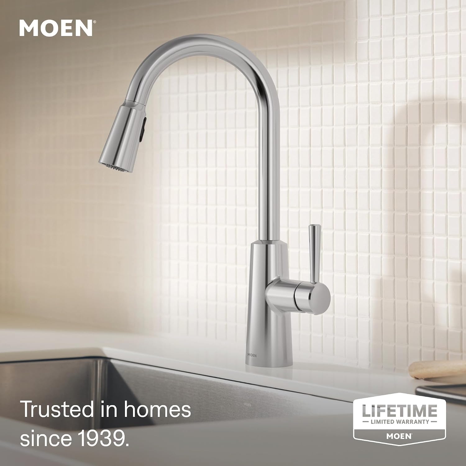 Moen Riley Chrome One-Handle Pulldown Kitchen Faucet, 7402C