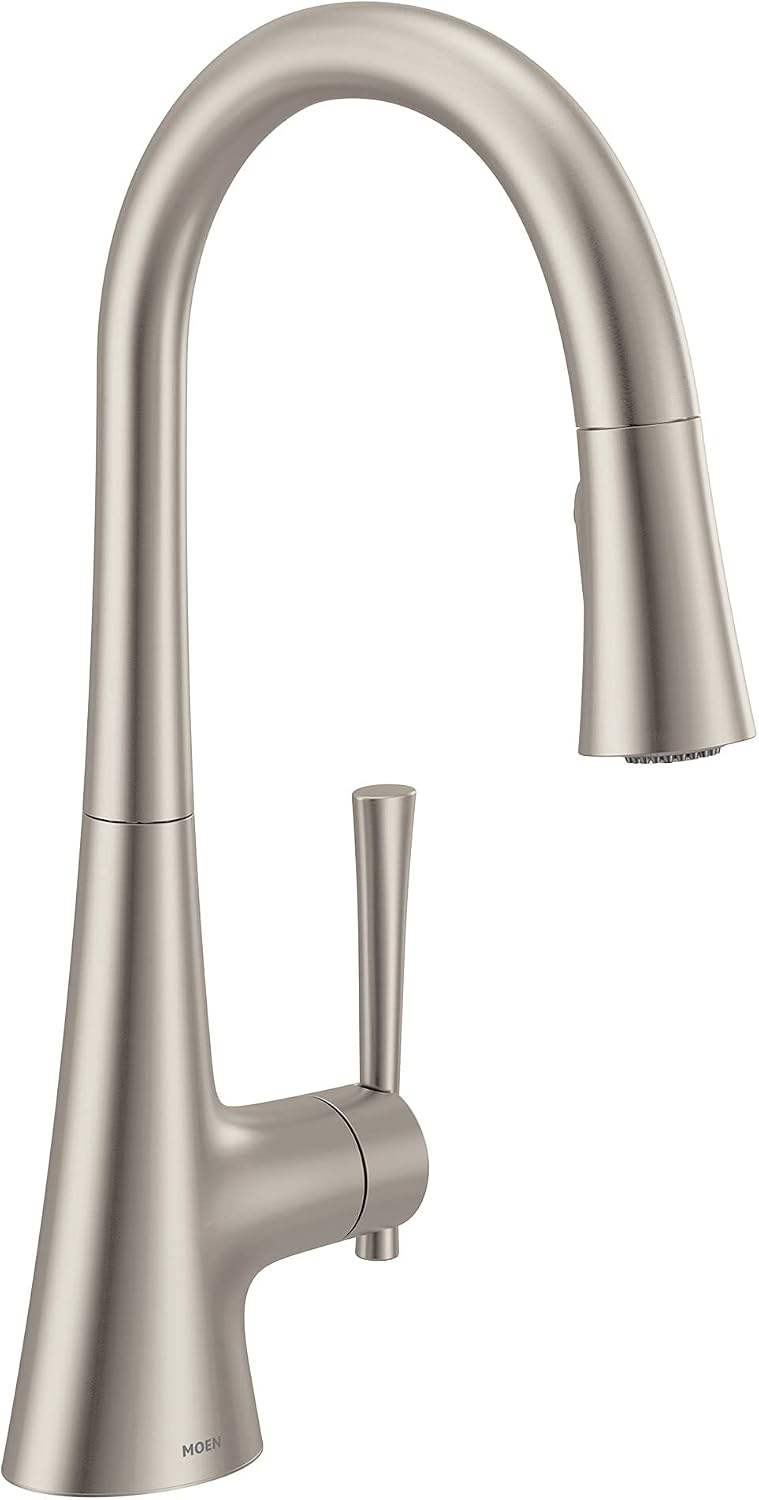 Moen Kurv Spot Resist Stainless Collection One-Handle Pulldown Kitchen Faucet Featuring Power Boost and Reflex, 9126SRS