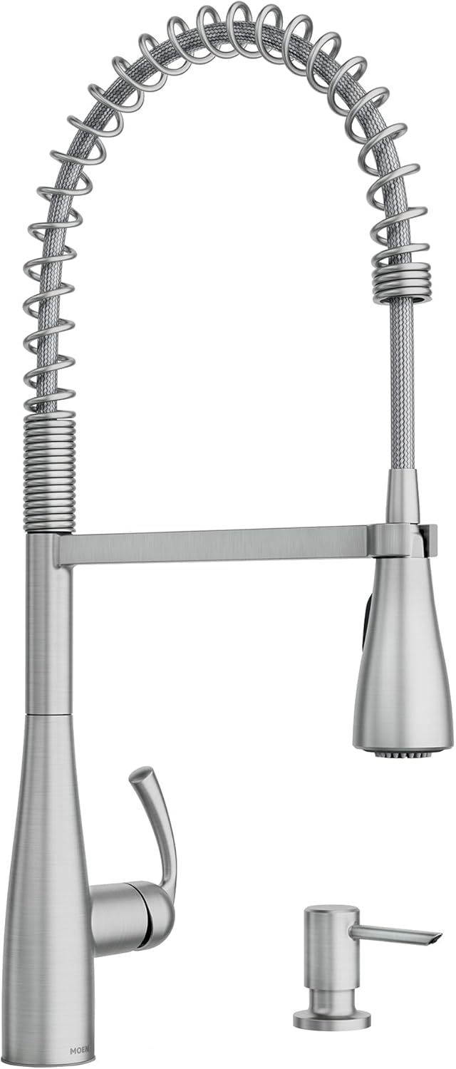 Moen Essie Pre-Rinse Pulldown Kitchen Faucet w/Soap, 87814SRS Spot Resist Stainless