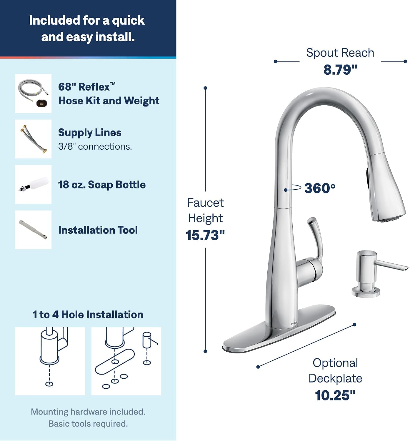 Moen Essie Pulldown Kitchen Faucet, Chrome, 87014