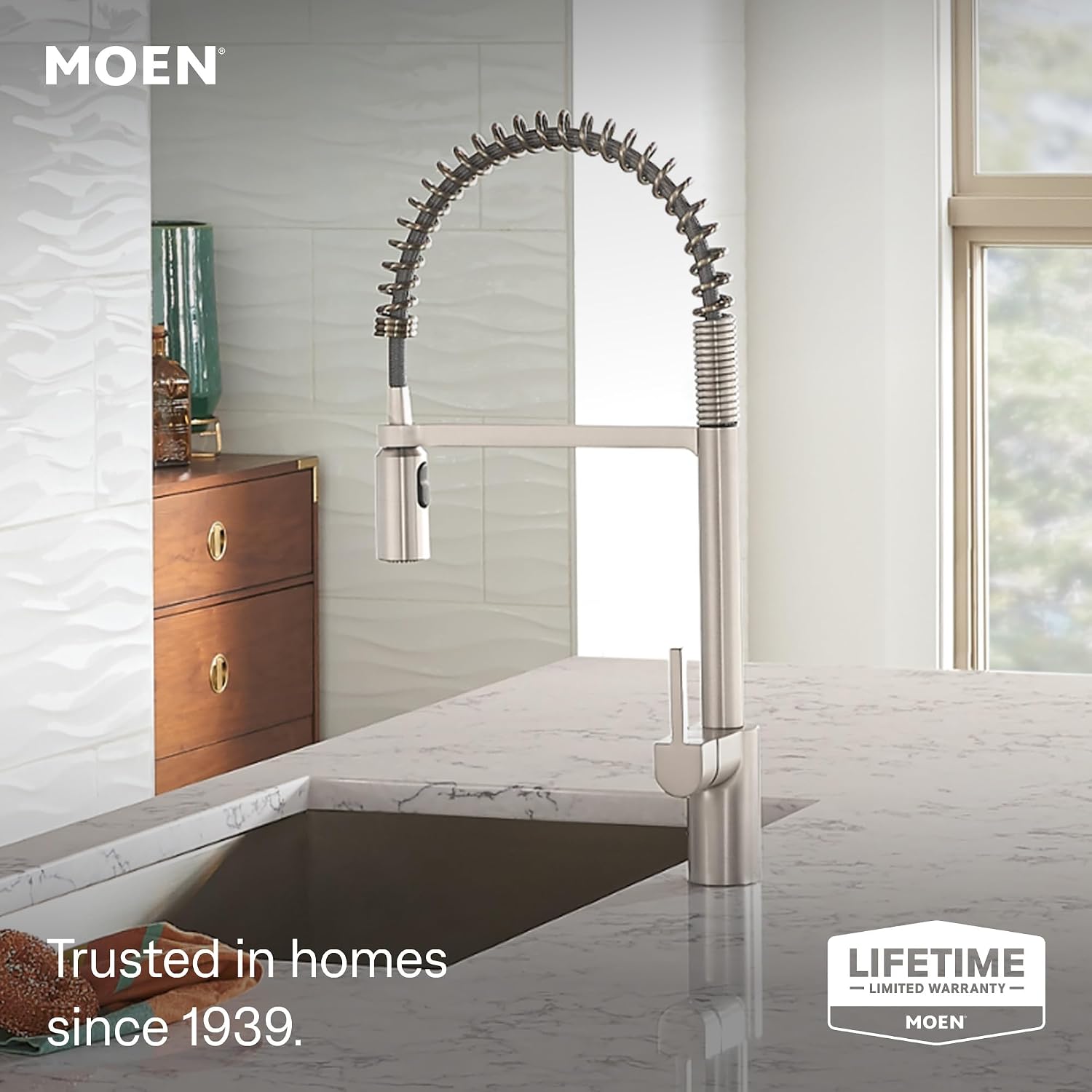 Moen Align Spring Touchless Kitchen Faucet, Stainless, 5923EWSRS Spot Resist Stainless