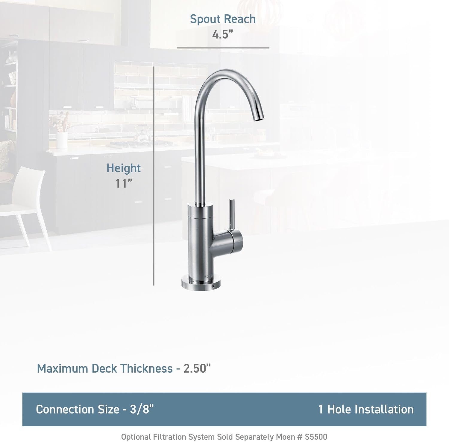 Moen Sip Cold Water Beverage Faucet, S5530SRS Spot Resist Stainless