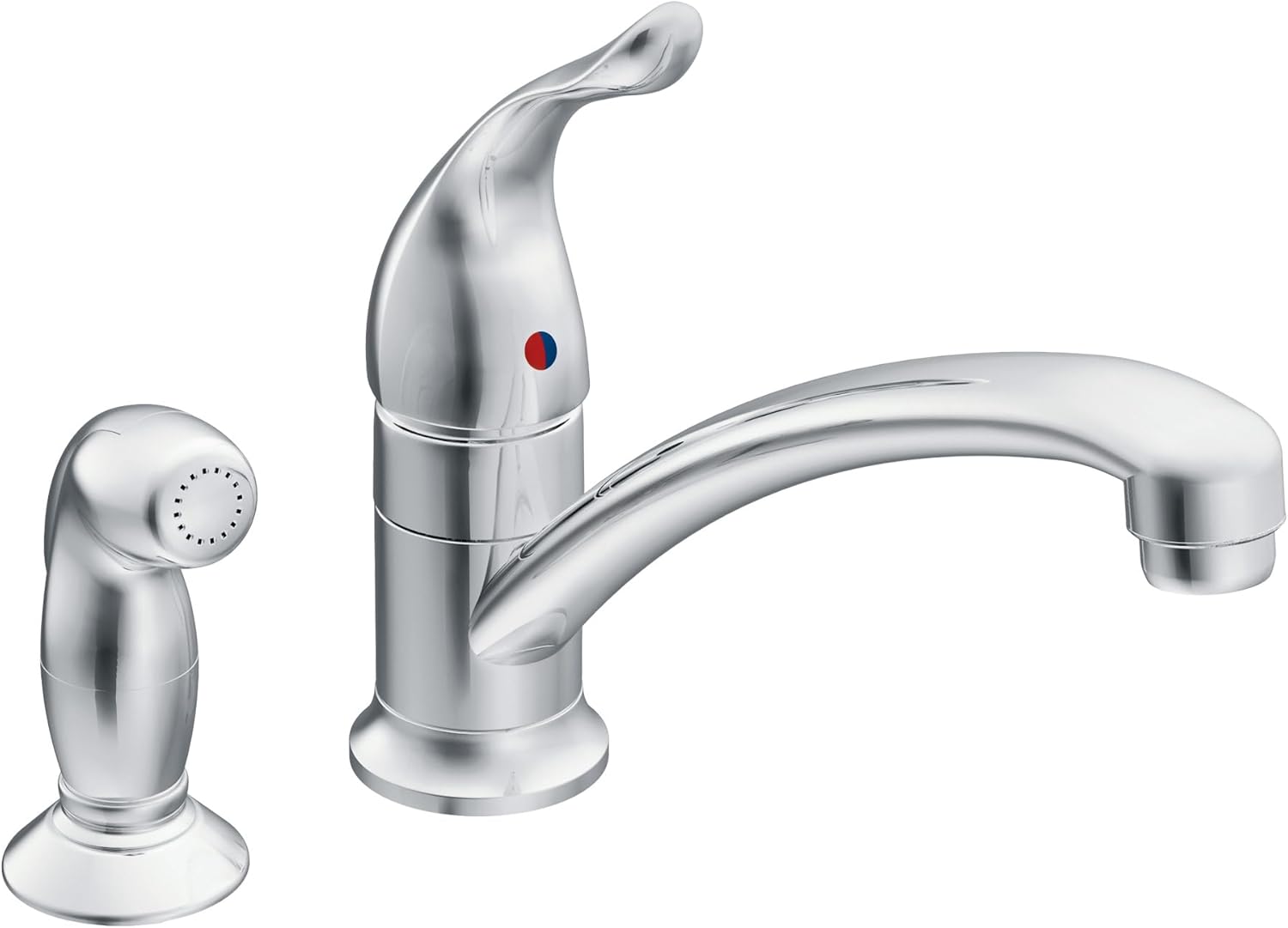 Moen Chrome Chateau One-Handle Low Arc Kitchen Faucet with Pull Out Side Sprayer, 7437