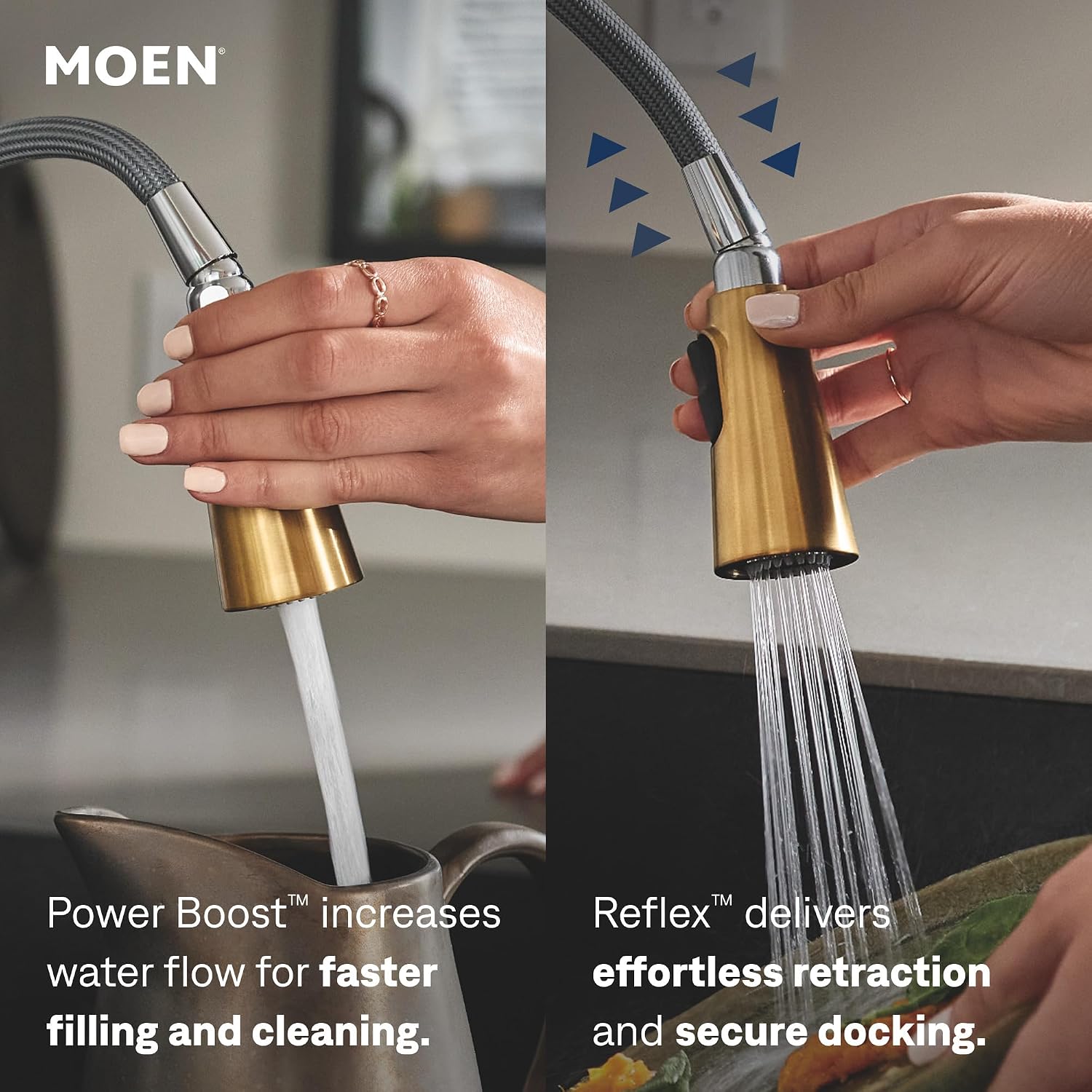 Moen Sleek Pulldown Kitchen Faucet, Brushed Gold, 7864BG