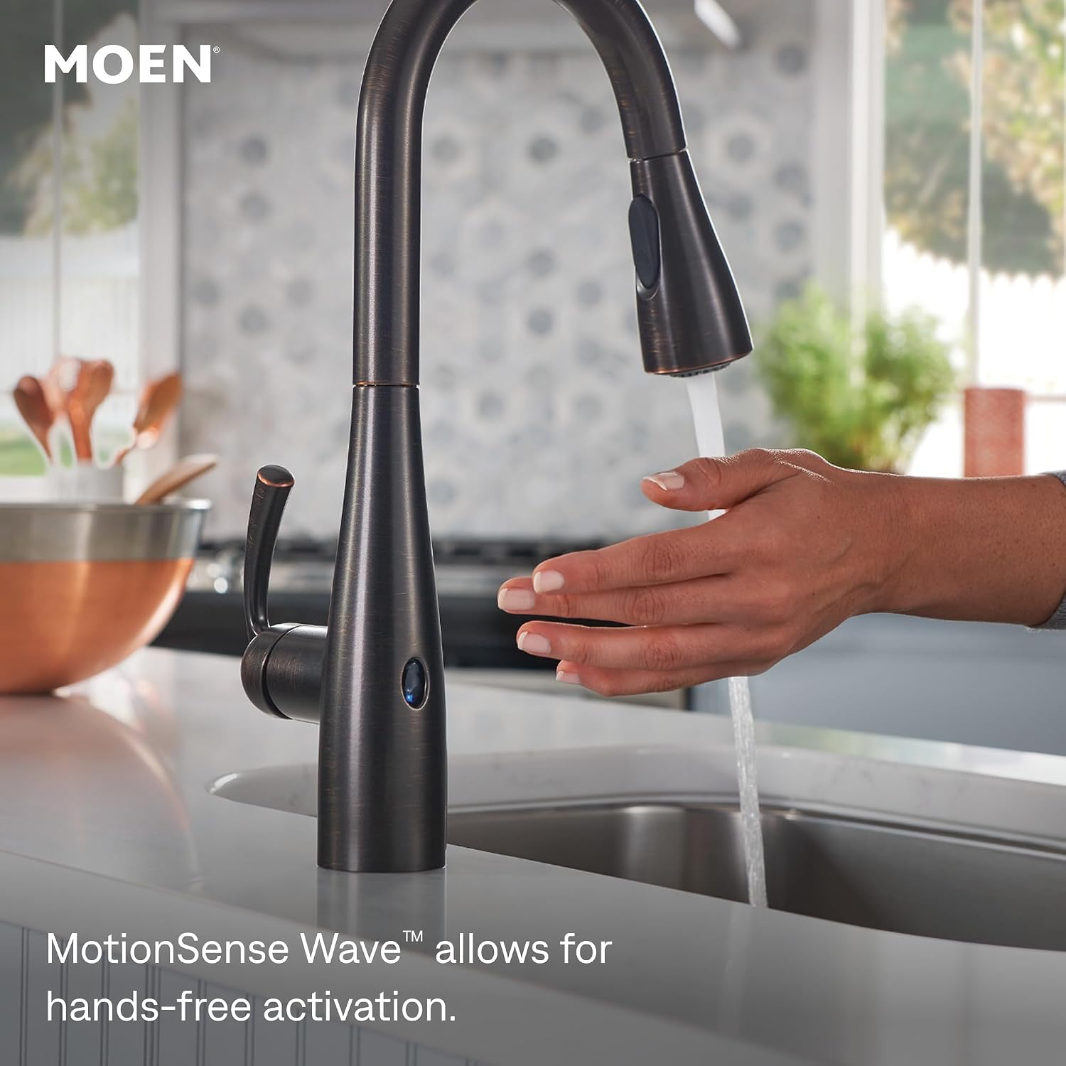 Moen Arbor MotionSense Wave Touchless Kitchen Faucet, Oil Rubbed Bronze, 7594EWORB