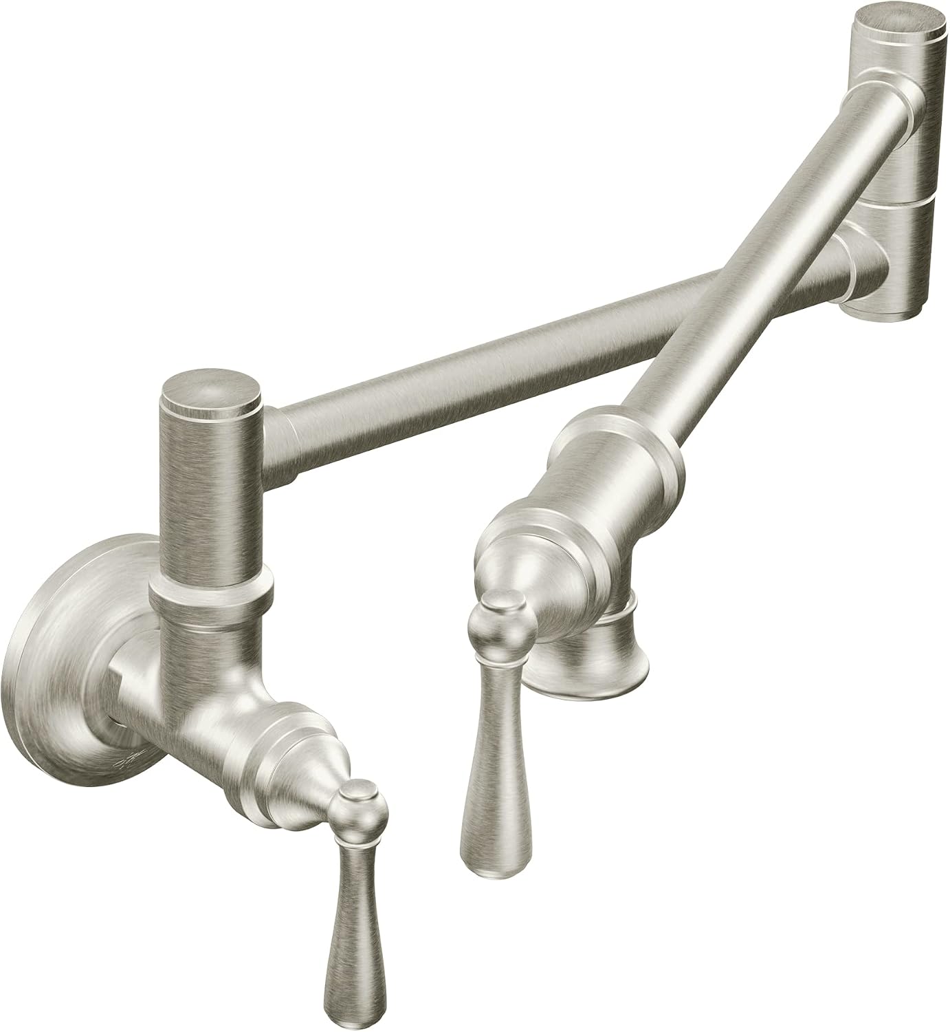 Moen Traditional Spot Resist Stainelss Wall Mount Swing Arm Folding Pot Filler Kitchen Faucet, S664SRS Spot Resist Stainless