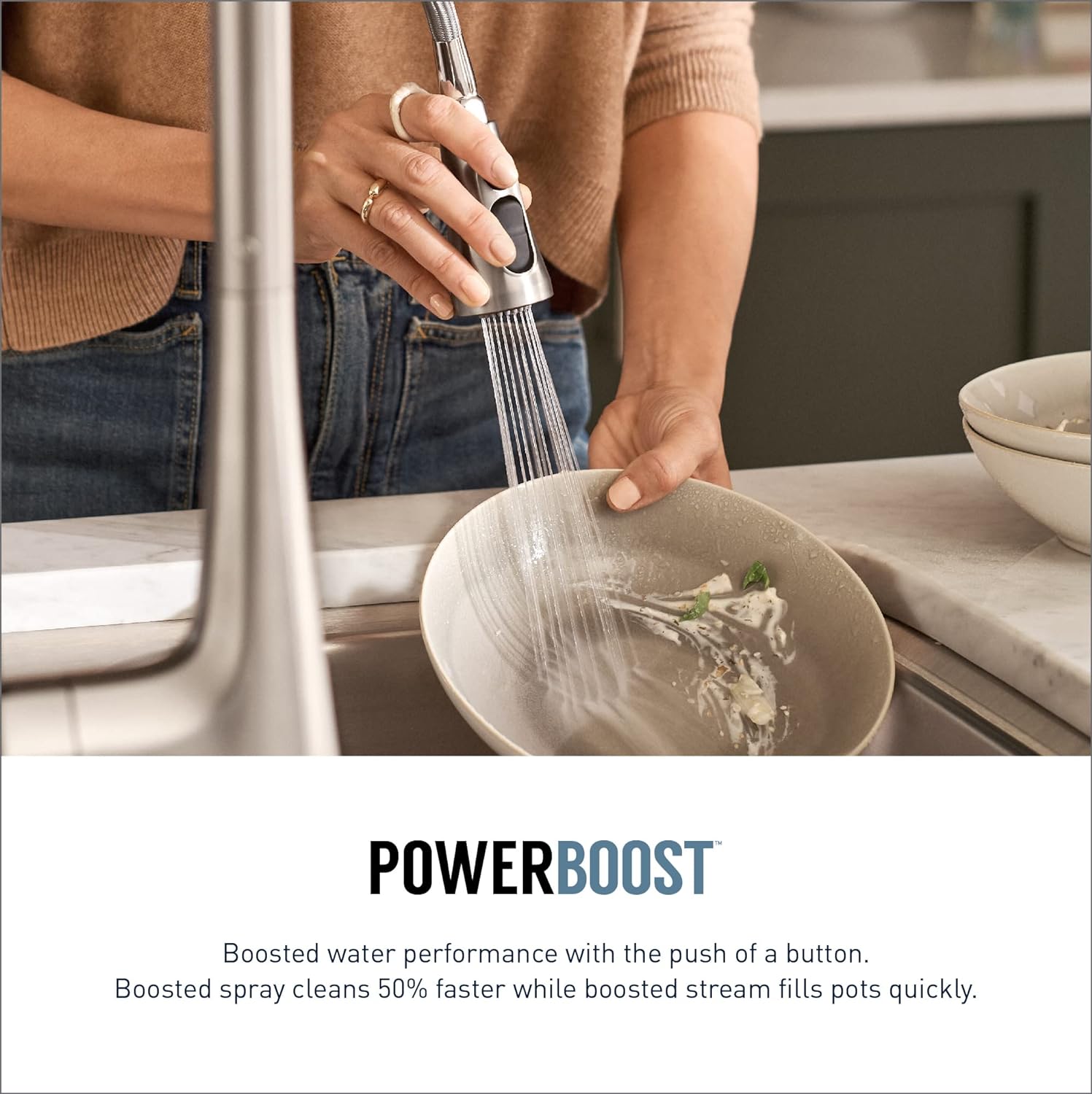 Moen Cia Pulldown Kitchen Faucet with Power Boost, Matte Black, 7622BL