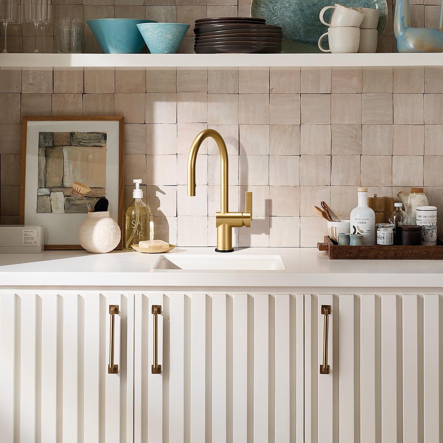 Moen Cia Pulldown Kitchen Faucet with Power Boost, Brushed Gold, 7622BG