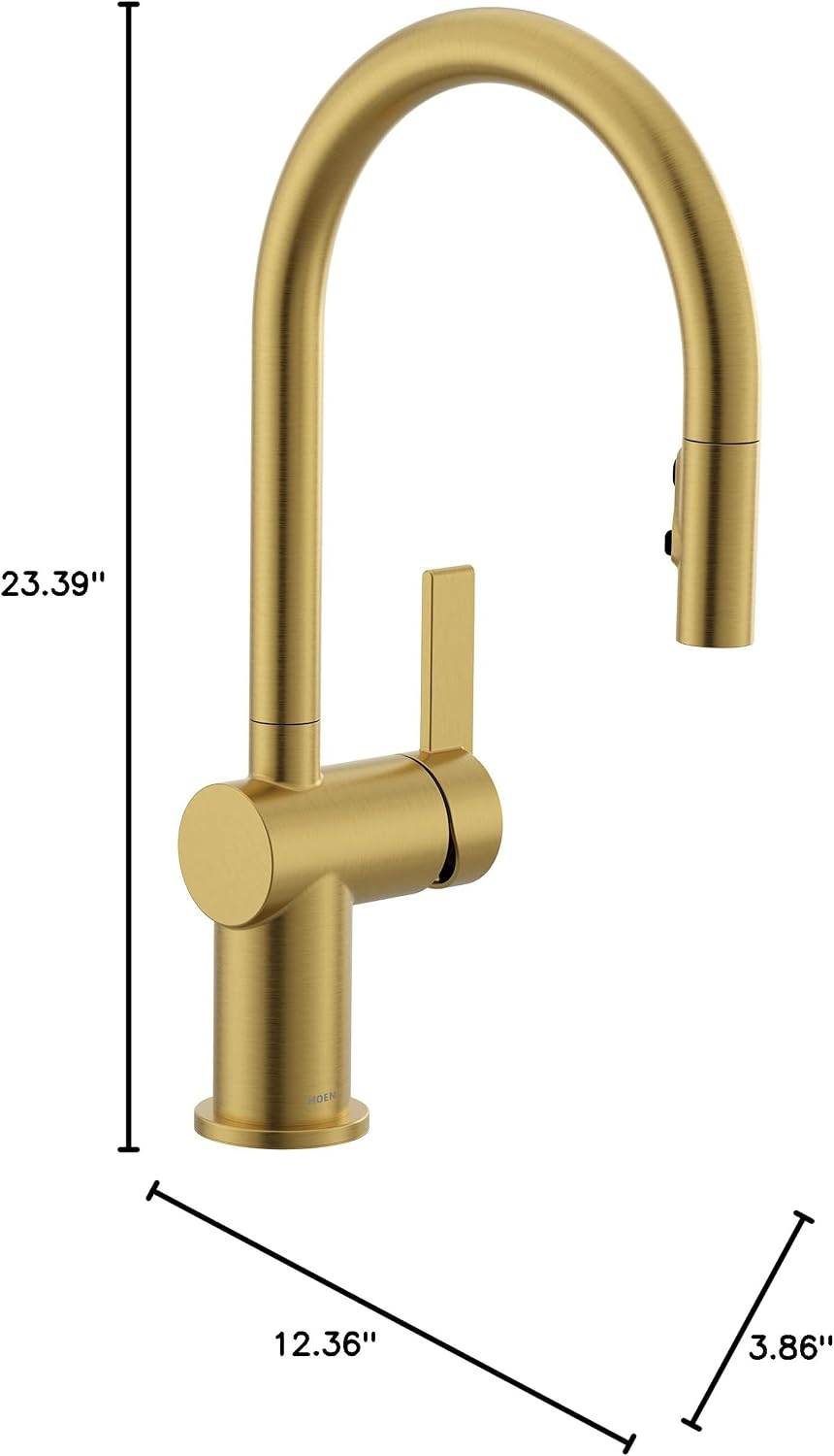 Moen Cia Pulldown Kitchen Faucet with Power Boost, Brushed Gold, 7622BG