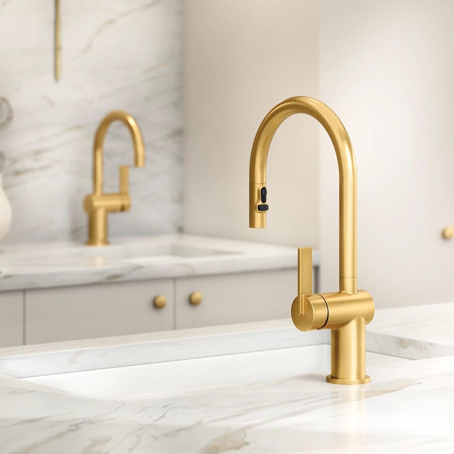 Moen Cia Pulldown Kitchen Faucet with Power Boost, Brushed Gold, 7622BG
