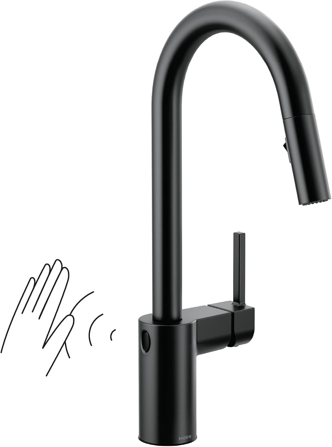 Moen Align MotionSense Wave Touchless Kitchen Faucet, Matte Black, 7565EWBL