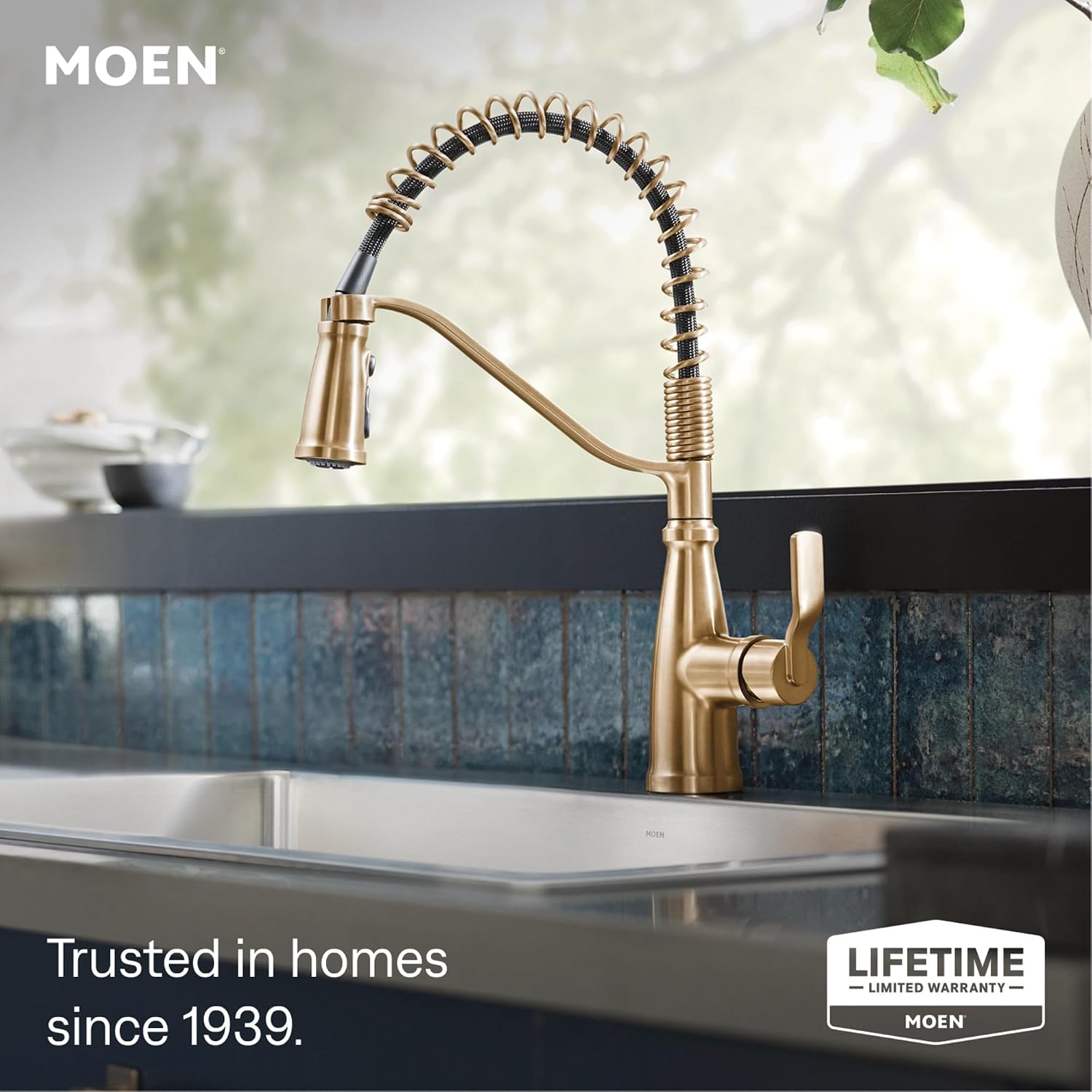 Moen 87886BZG Nolia Spring Pulldown Kitchen Faucet Bronzed Gold