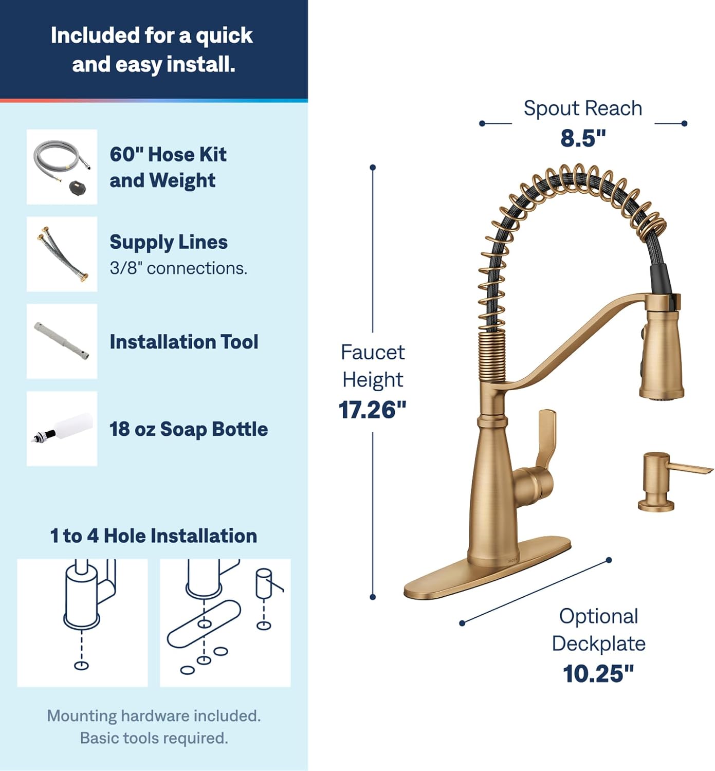 Moen 87886BZG Nolia Spring Pulldown Kitchen Faucet Bronzed Gold