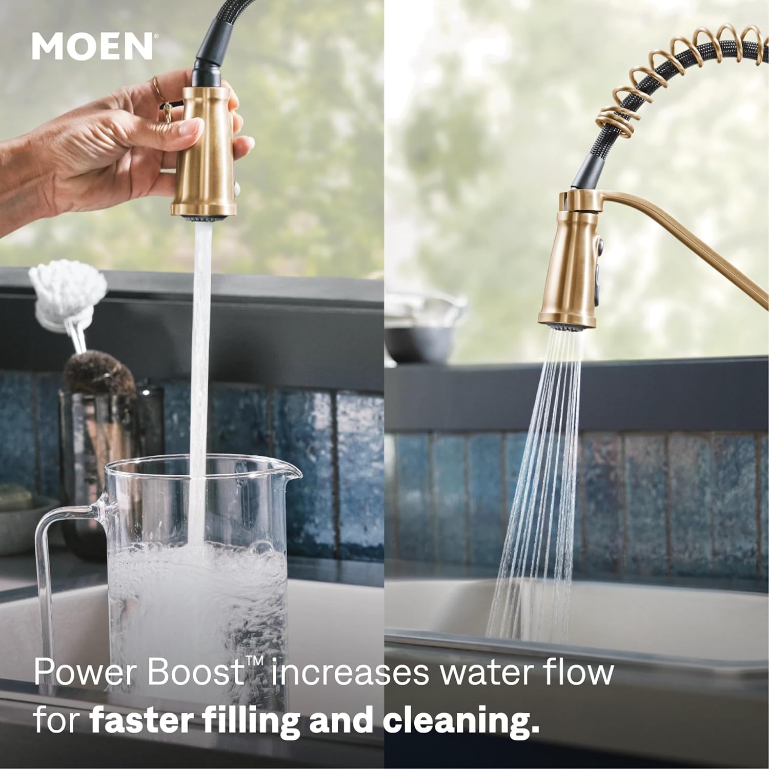 Moen 87886BZG Nolia Spring Pulldown Kitchen Faucet Bronzed Gold