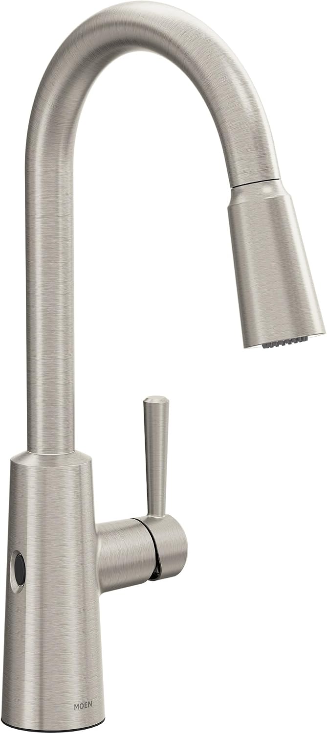 Moen Riley Spot Resist Stainless Hands-Free Touchless Sensor Single Handle Pull Down Kitchen Faucet, 7402EWSRS