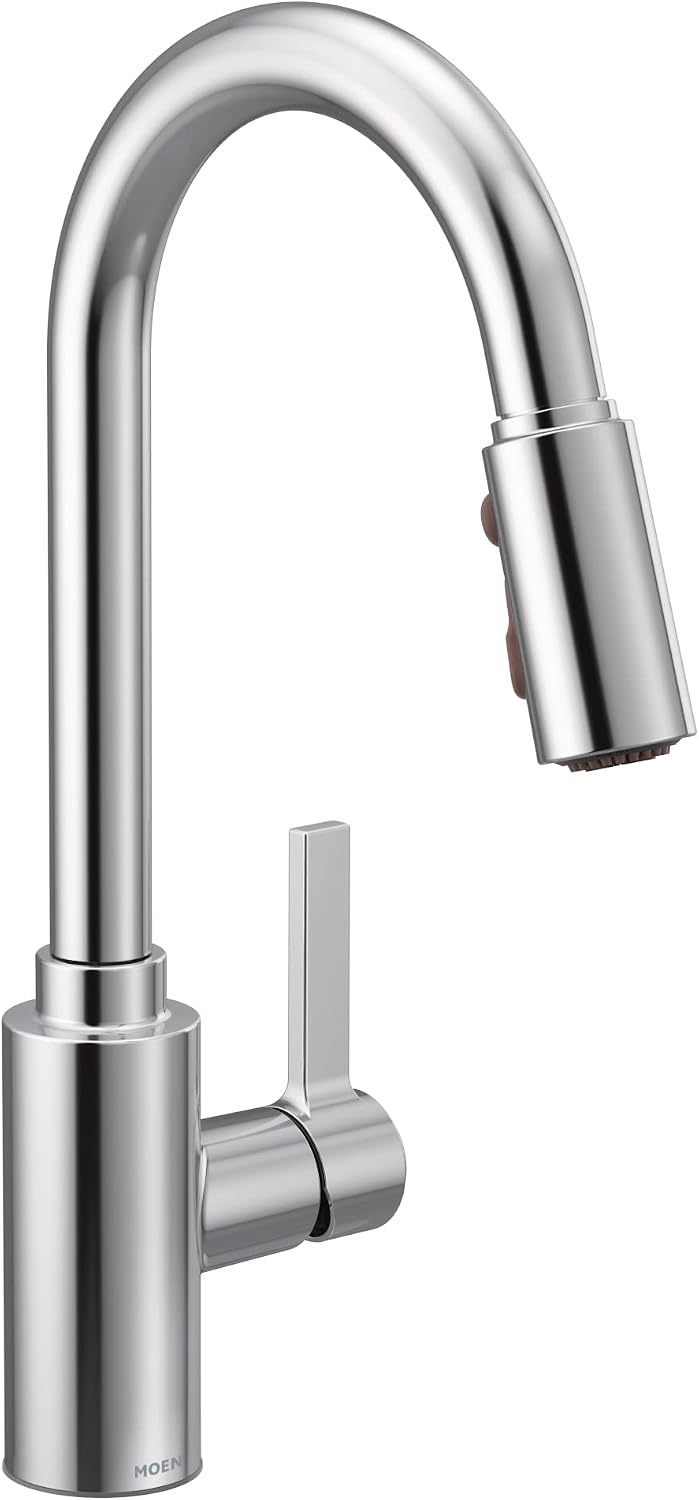 Moen Genta LX One-Handle Modern Kitchen Faucet with Pull Down Sprayer, High Arc Reflex Docking Head, and Power Boost for a Faster Clean, Chrome, 7882
