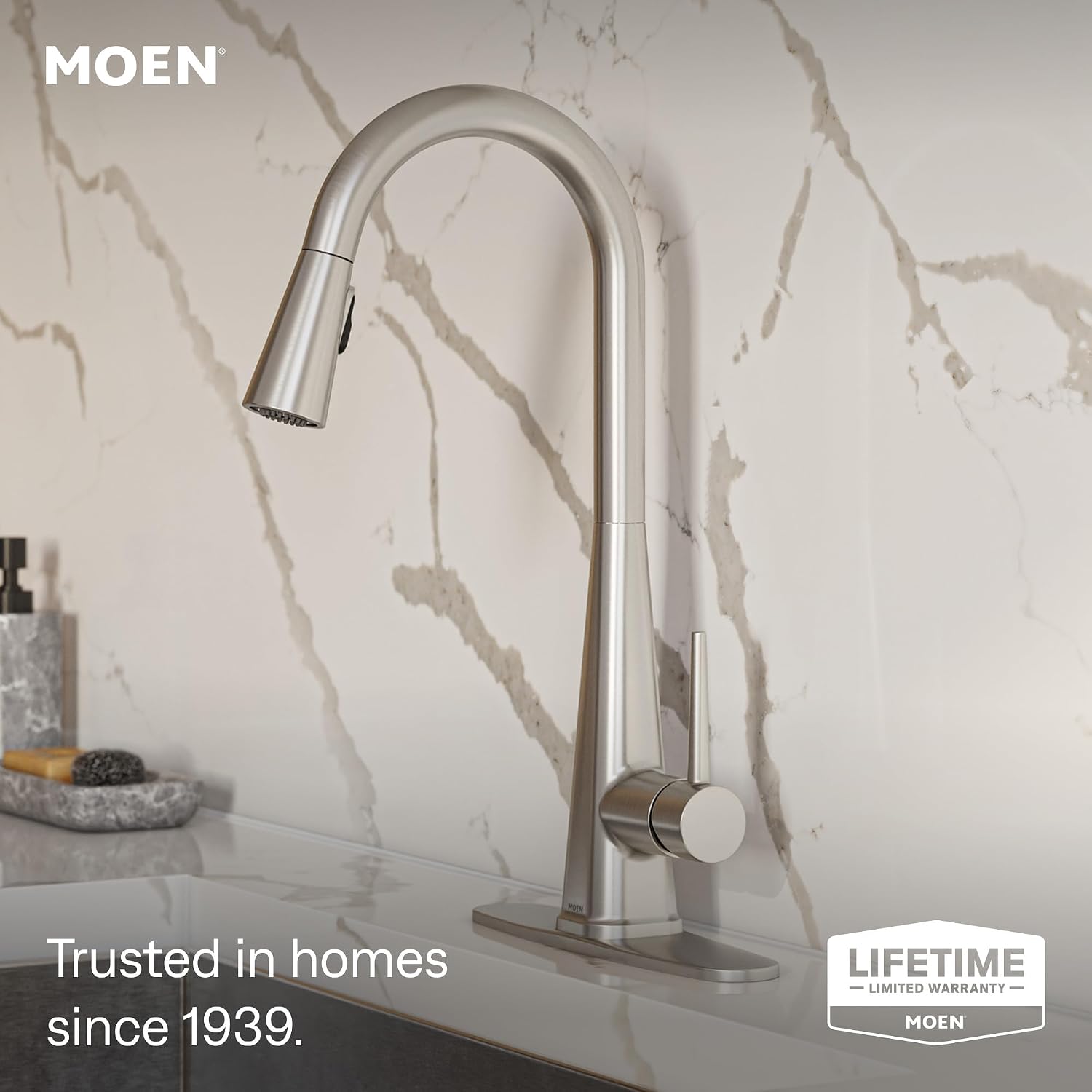 Moen Swyre Pulldown Kitchen Faucet, Spot Resist Stainless, 87508EWSRS