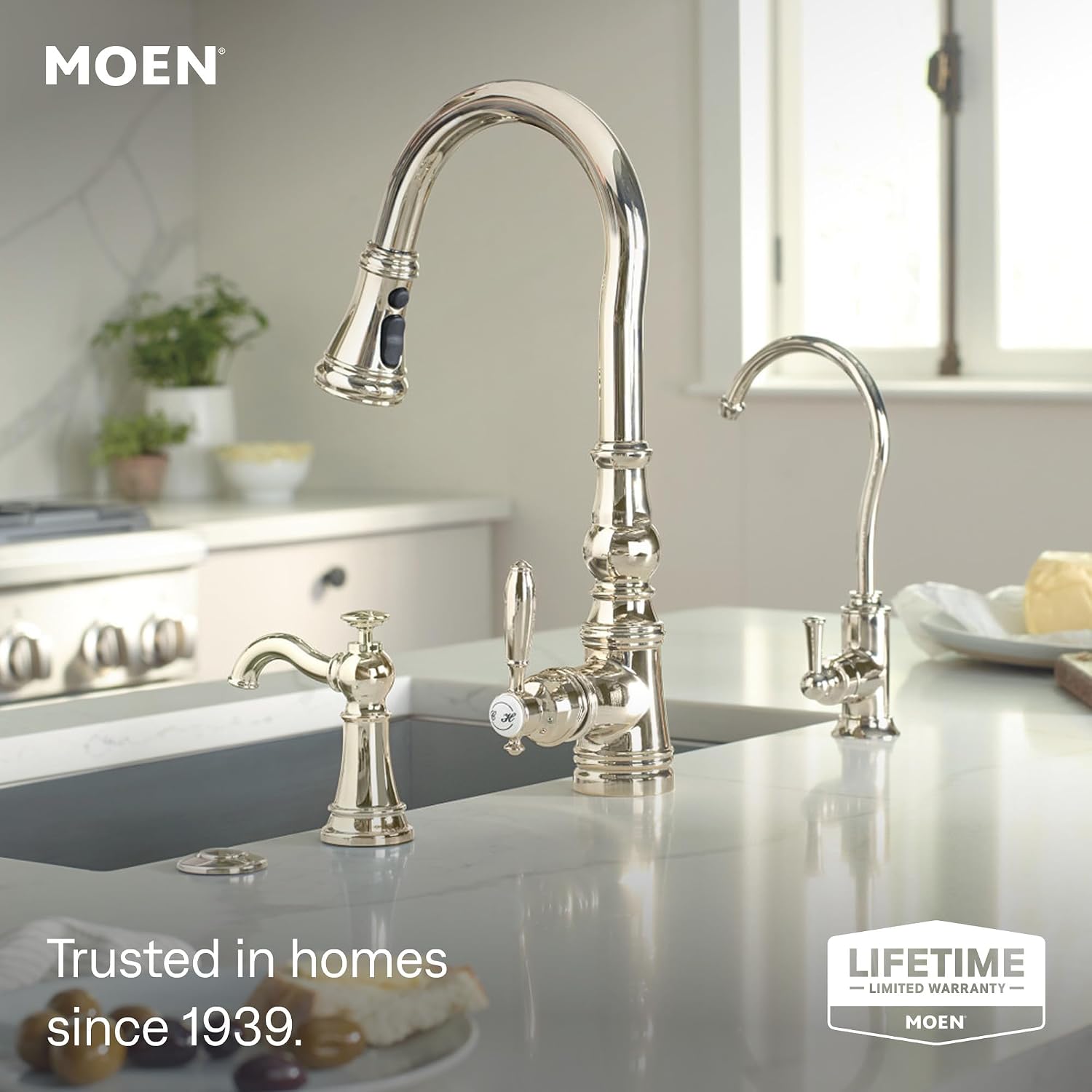 Moen S73004NL Weymouth Polished Nickel Pulldown Kitchen Faucet