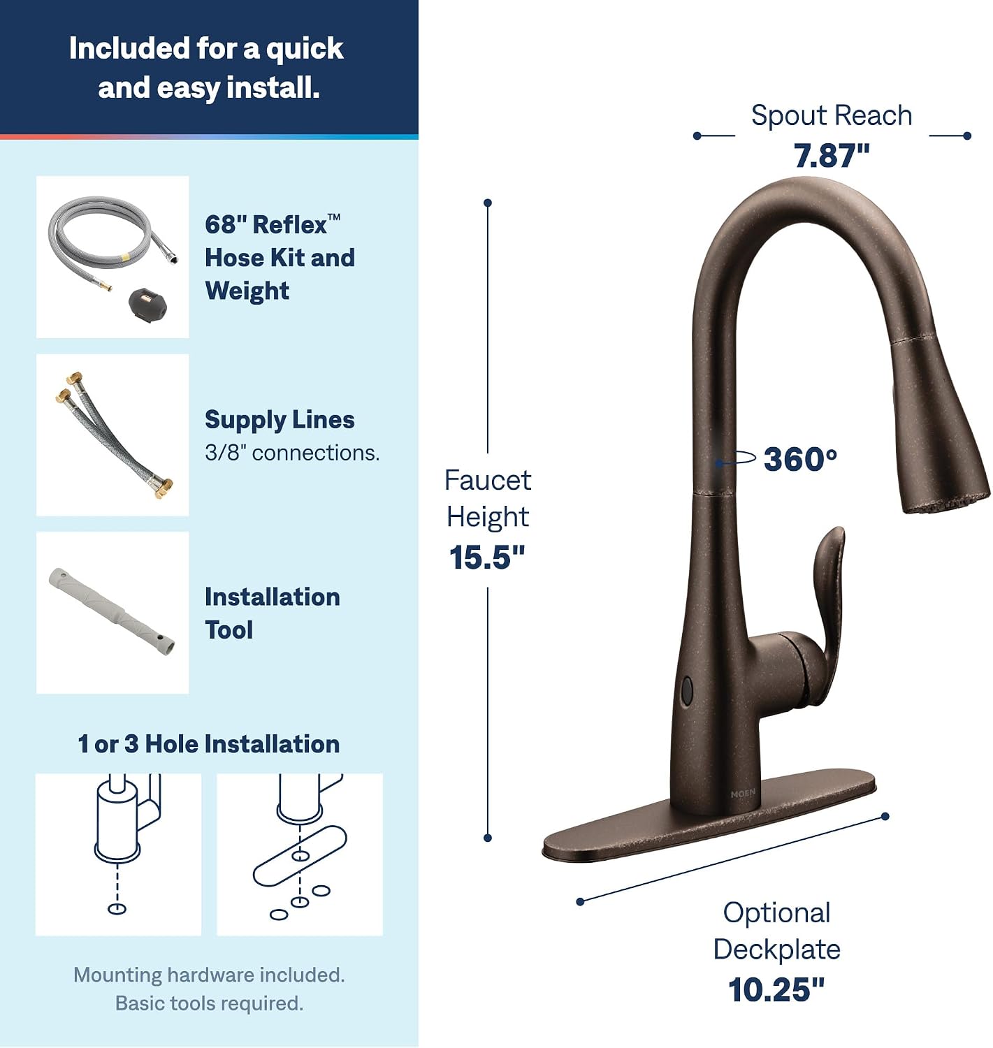 Moen Arbor MotionSense Wave Touchless Kitchen Faucet, Oil Rubbed Bronze, 7594EWORB