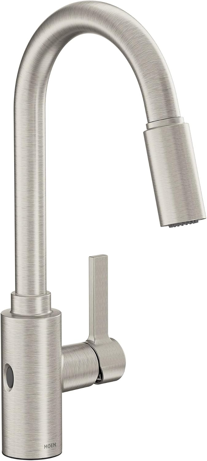 Moen Genta LX Touchless Kitchen Faucet, MotionSense Wave Sensor, High Arc Pulldown with Power Clean Spray, One-Handle, 7882EWSRS Spot Resist Stainless