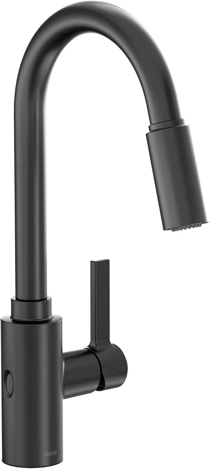Moen Genta LX Touchless Kitchen Faucet, MotionSense Wave Sensor, High Arc Pulldown with Power Clean Spray, One-Handle, Matte Black, 7882EWBL