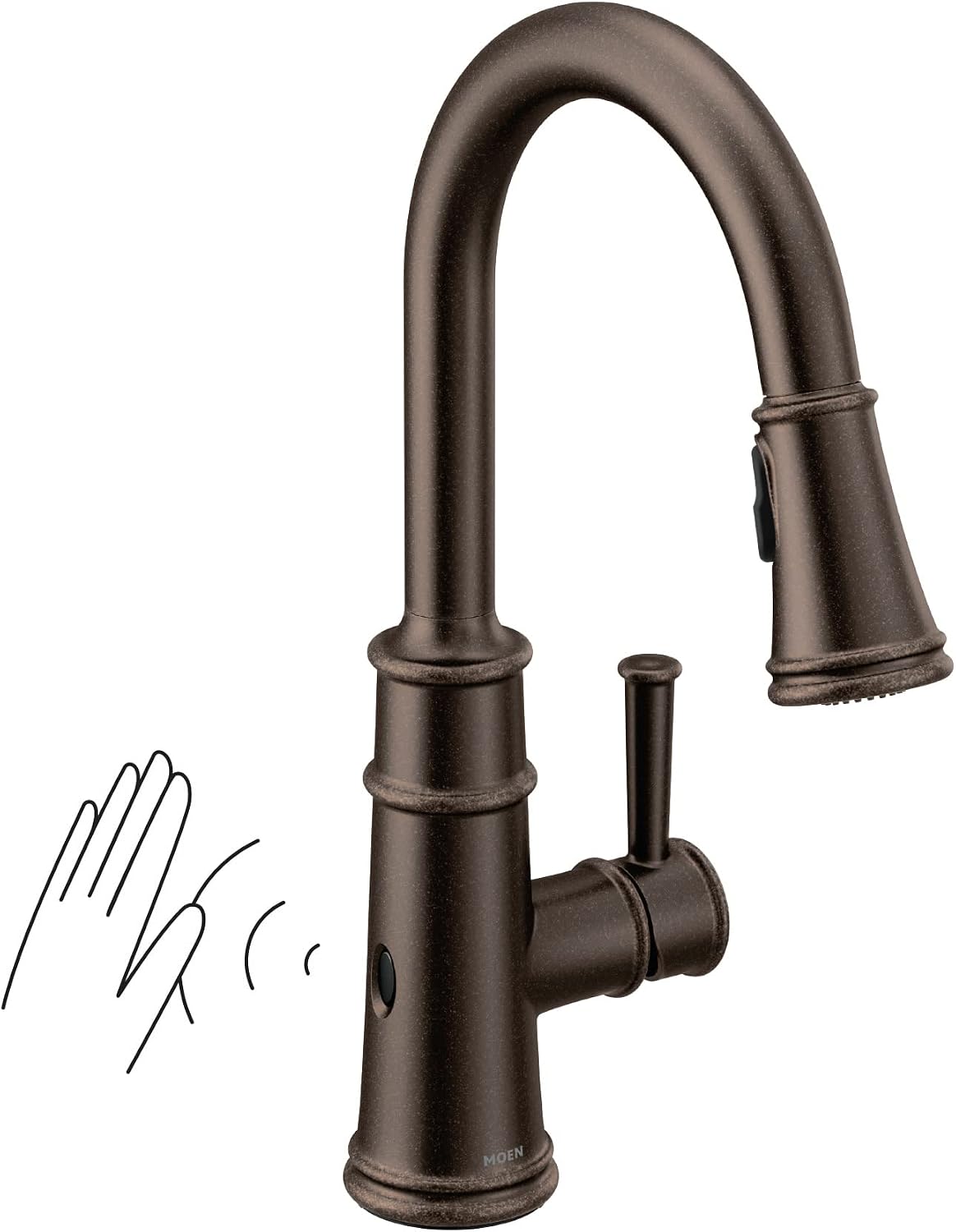 Moen Belfield Oil Rubbed Bronze Motionsense Wave Sensor Touchless One Handle Pulldown Kitchen Faucet Featuring Power Clean, 7260EWORB