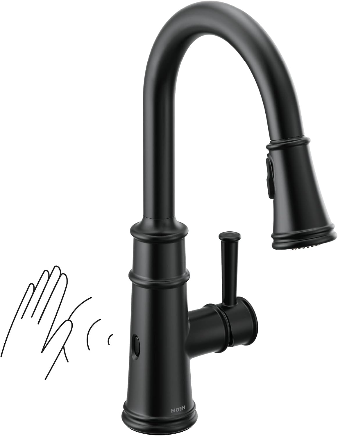 Moen Belfield MotionSense Wave Touchless Faucet, Matte Black, 7260EWBL