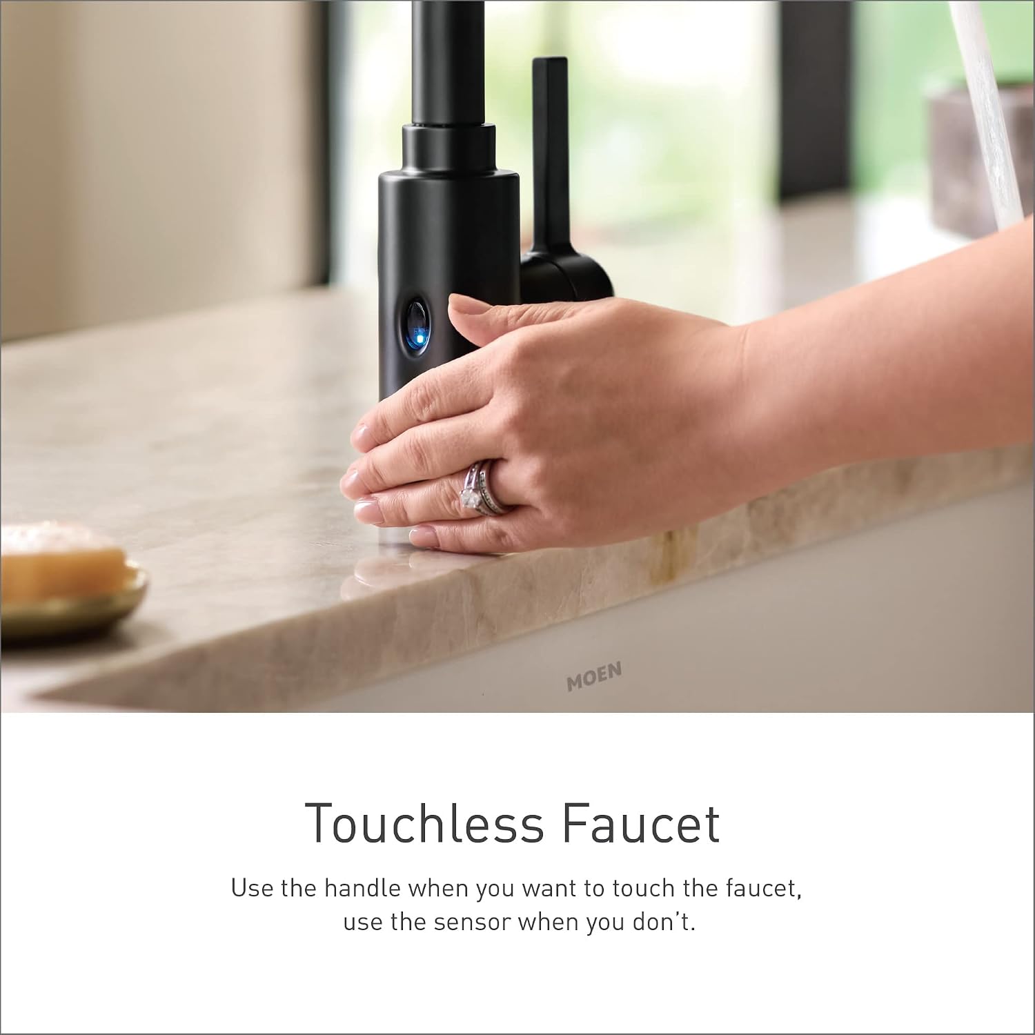 Moen Belfield MotionSense Wave Touchless Faucet, Matte Black, 7260EWBL