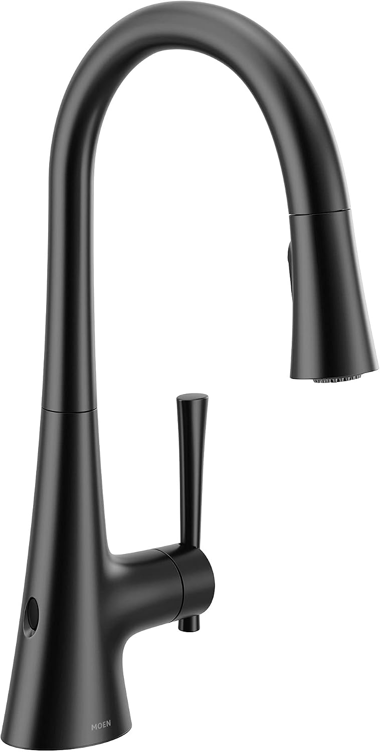Moen Kurv MotionSense Wave Touchless Kitchen Faucet, Matte Black, 9126EWBL