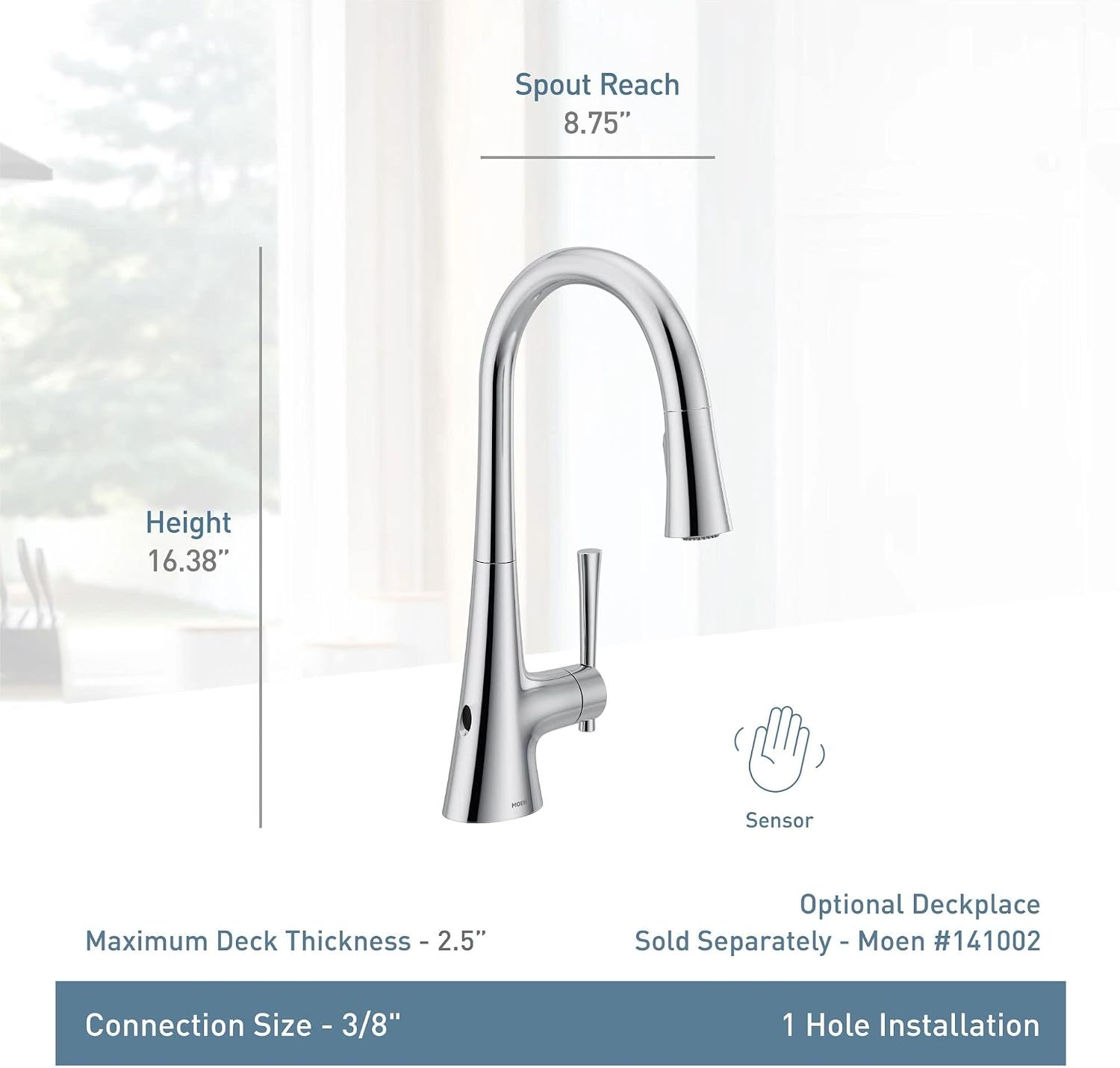 Moen Kurv MotionSense Wave Touchless Kitchen Faucet, Matte Black, 9126EWBL