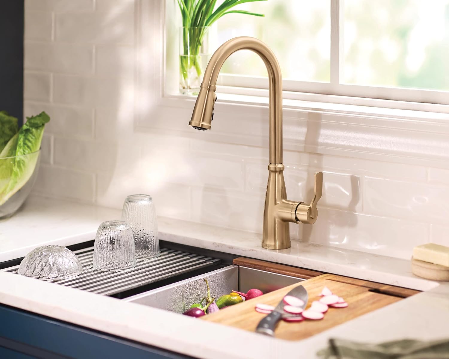 Moen 87071BZG Nolia Bronzed Gold Kitchen Faucet